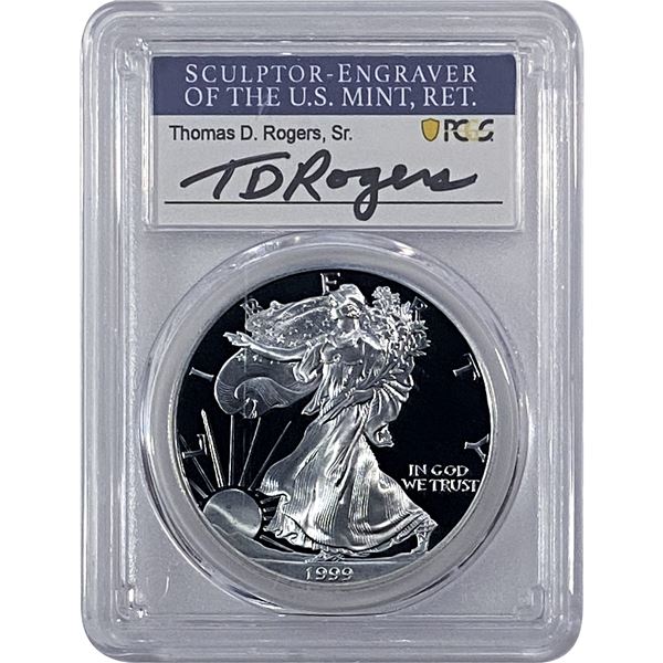 1999-P Silver Eagle PCGS PR70 DCAM Thomas D Rogers
