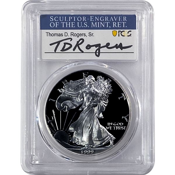 1999-P Silver Eagle PCGS PR70 DCAM Thomas D Rogers