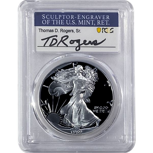 1989-S Silver Eagle PCGS PR70 DCAM Thomas D Rogers