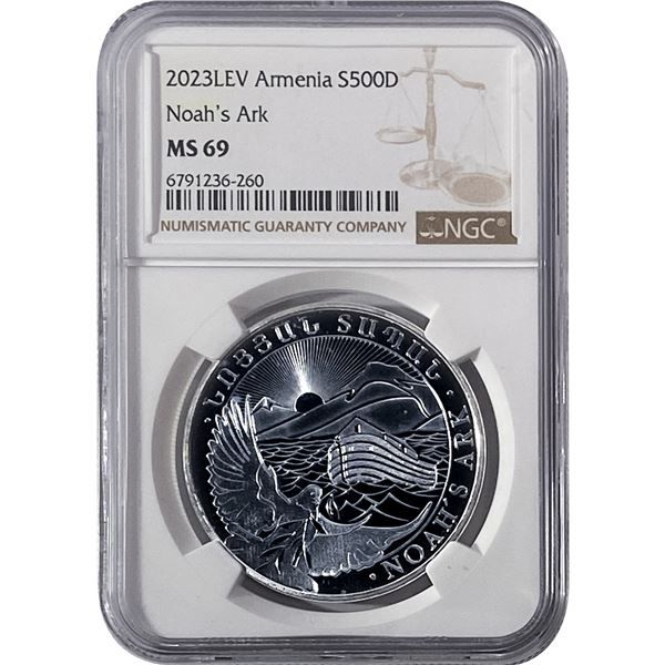 2023LEV Armenia 1OZ Silver 500 Dram Noah's Ark NGC MS69