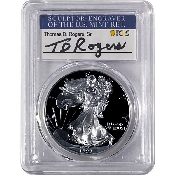 1999-P Silver Eagle PCGS PR70 DCAM Thomas D Rogers