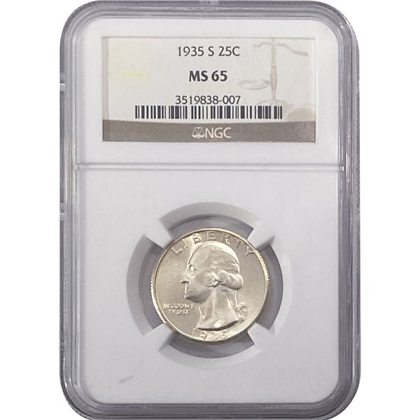 1935-S Washington Silver Quarter NGC MS65