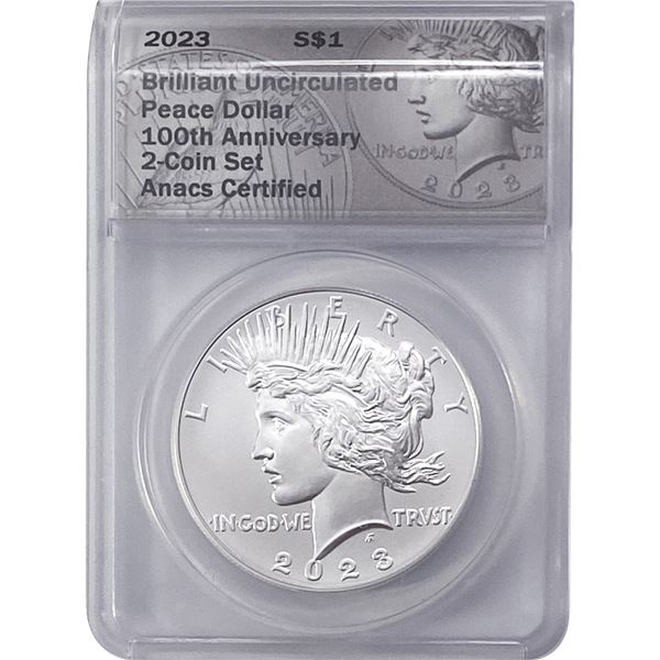 2023 Silver Peace Dollar ANACS BU 100th Anniv.