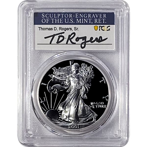 2001-W Silver Eagle PCGS PR70 DCAM Thomas D Rogers
