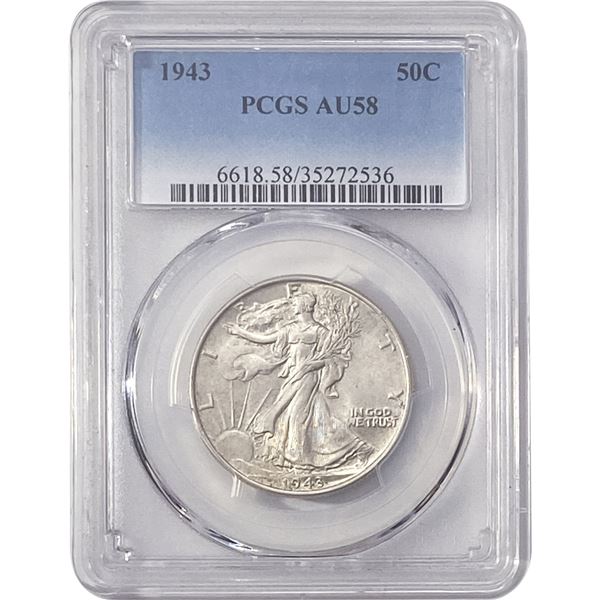 1943 Walking Liberty Half Dollar PCGS AU58