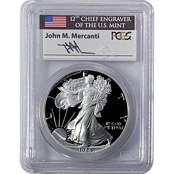 1986-S Silver Eagle PCGS PR69 DCAM Mercanti
