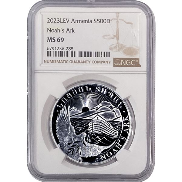 2023LEV Armenia 1OZ Silver 500 Dram Noah's Ark NGC MS69