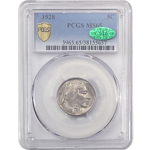 1928 CAC Buffalo Nickel PCGS MS65