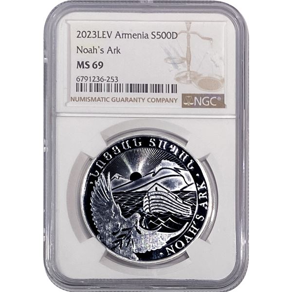 2023LEV Armenia 1OZ Silver 500 Dram Noah's Ark NGC MS69