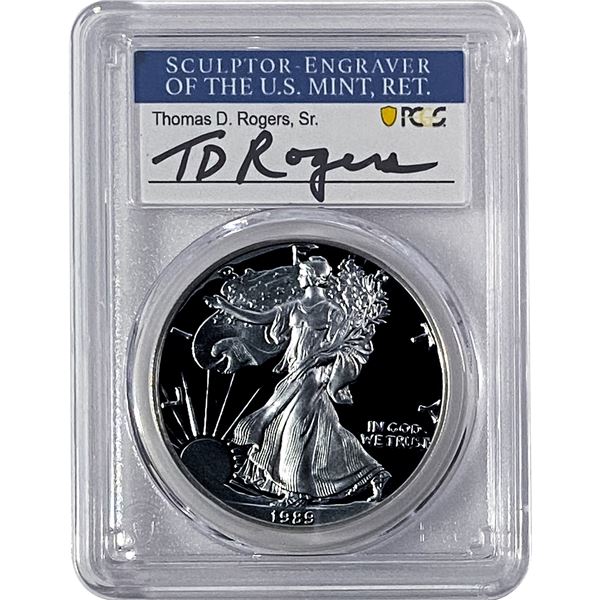 1989-S Silver Eagle PCGS PR70 DCAM Thomas D Rogers