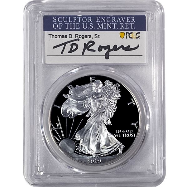 1999-P Silver Eagle PCGS PR70 DCAM Thomas D Rogers