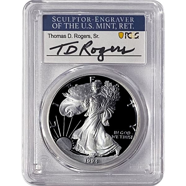 1994-P Silver Eagle PCGS PR70 DCAM Thomas D Rogers