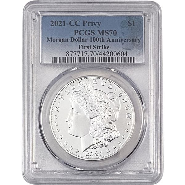 2021-CC Privy Silver Eagle PCGS MS70 100th Anniv.