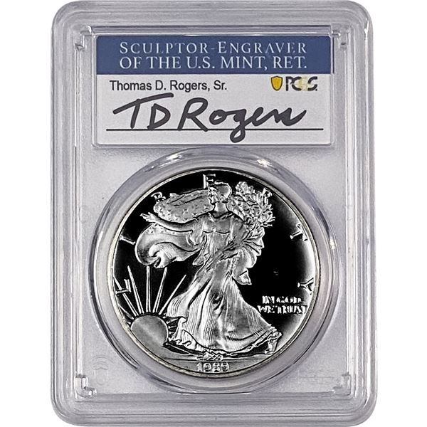 1989-S Silver Eagle PCGS PR70 DCAM Thomas D Rogers