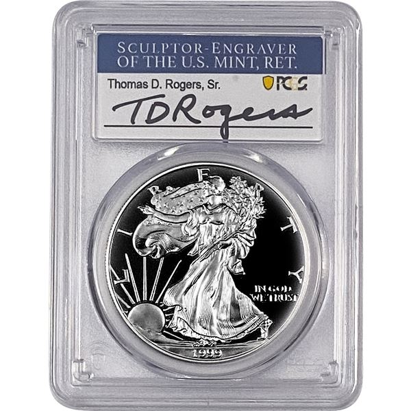 1999-P Silver Eagle PCGS PR70 DCAM Thomas D Rogers