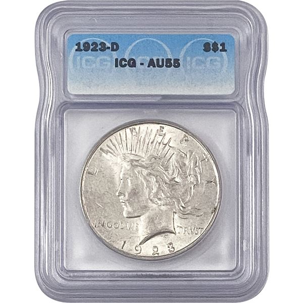 1923-D Silver Peace Dollar ICG AU55