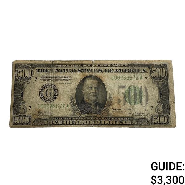 1934-A $500 Federal Reserve Note
