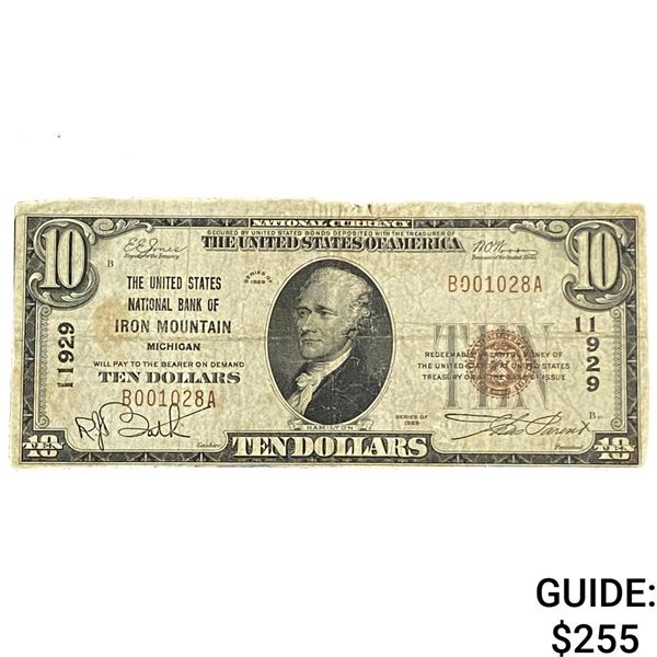 1929 $10 National Bank of Iron Mountain, MI