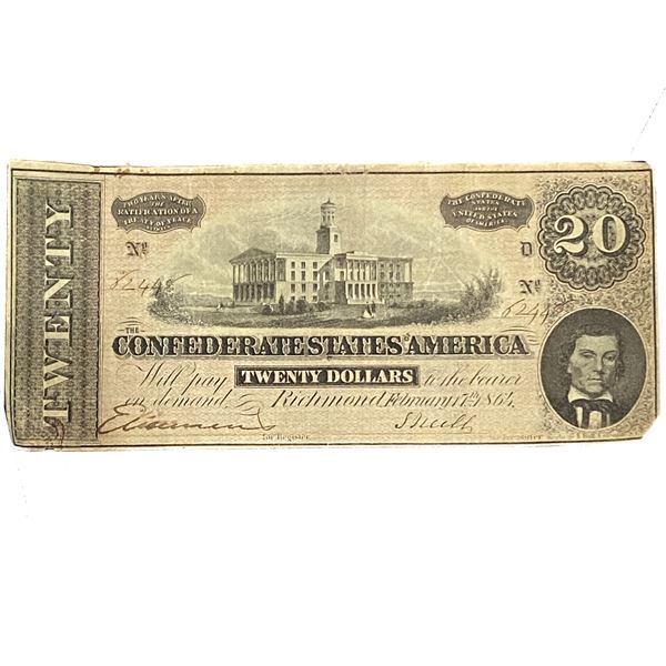 1864 $20 Confederate States America Richmond