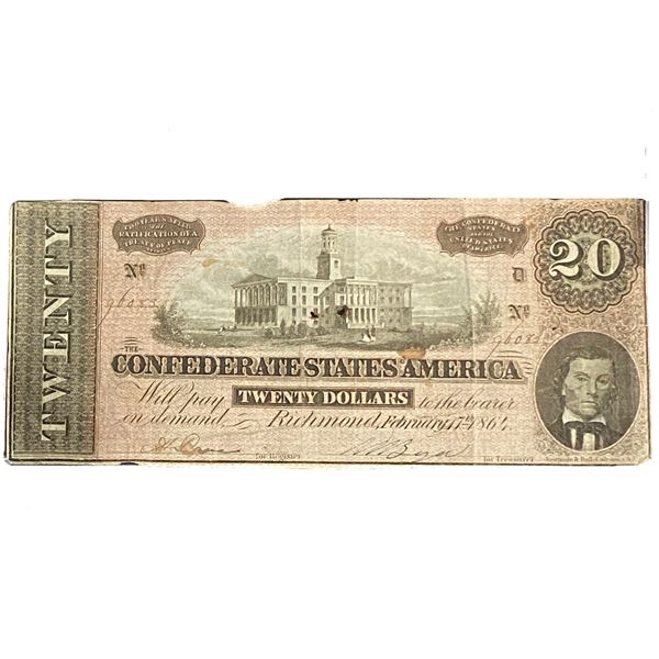 1864 $20 Confederate States America Richmond