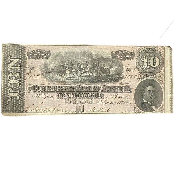 1864 $10 Confederate States America Richmond