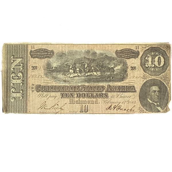 1864 $10 Confederate States America Richmond
