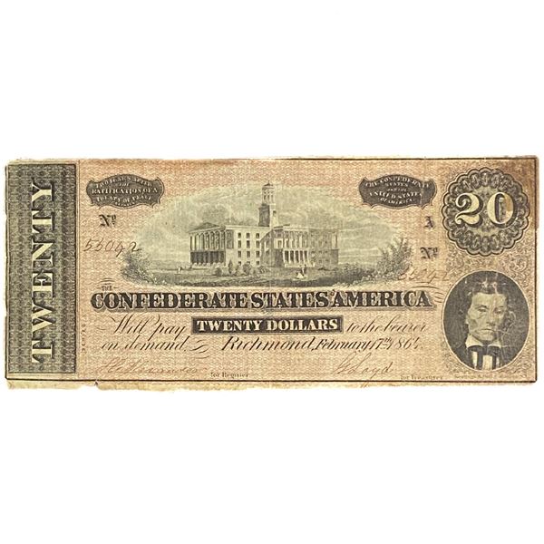 1864 $20 Confederate States of America 5