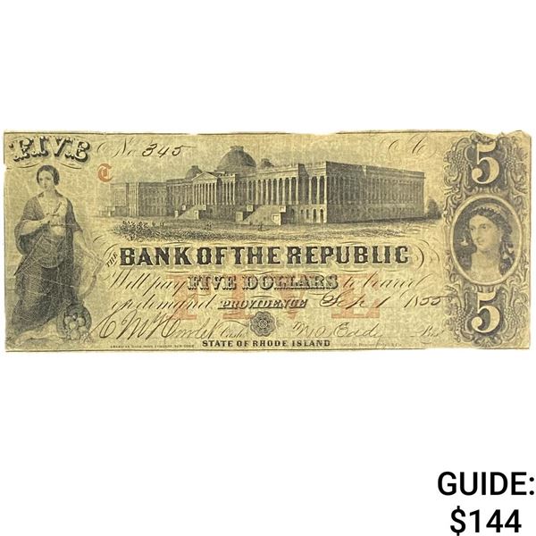 1855 $5 Bank of Republic- Providence 6