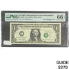 Image 1 : 2003 $1 Federal Reserve Note Philadelphia PMG GU 66
