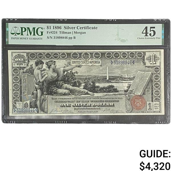 1896 $1 Sliver Certificate PMG CEF 45