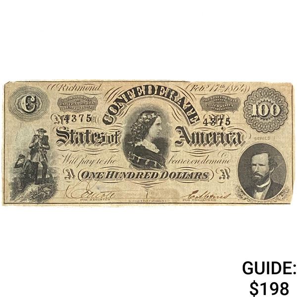 1864 $100 Confederate States of America 7