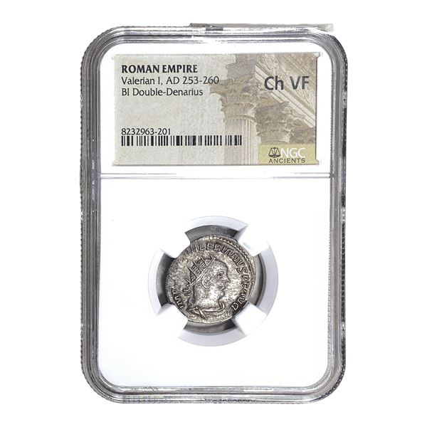 Roman Valerian I 253-260 AD BI Dbl-Denarius Ch VF