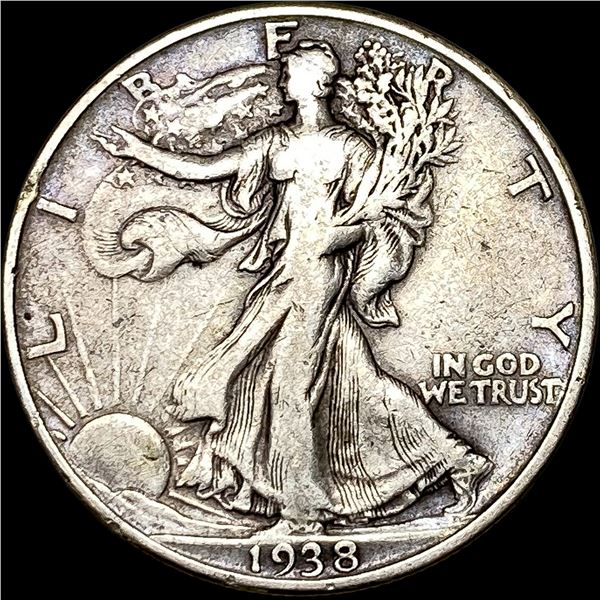 1938-D Silver Half Dollar Walking Liberty NEARLY UNCIRCULATED
