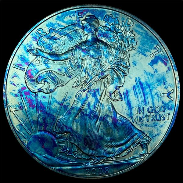 2008 Toned 1oz Silver American Eagle $1 GEM BU