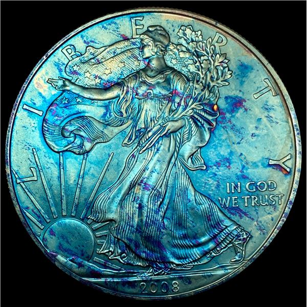2008 Toned 1oz Silver American Eagle $1 GEM BU