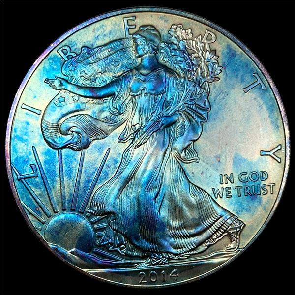 2014 Toned 1oz Silver American Eagle $1 SUPERB GEM BU