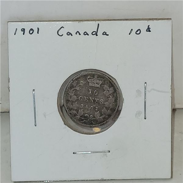 1901 Canada Silver 10 Cent Coin