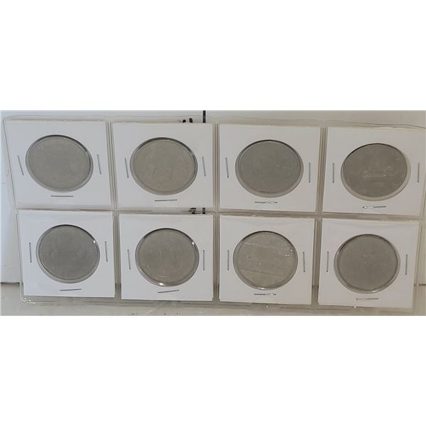 Lot of 8 Canada Nickel 1 Dollar Coins (1971 - 1982)