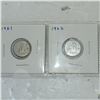Image 2 : Lot of 4 Canada Silver 10 Cent Pieces (1961-64)