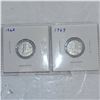 Image 3 : Lot of 4 Canada Silver 10 Cent Pieces (1961-64)