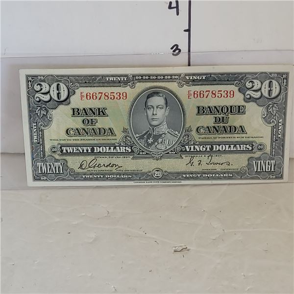 1937 Bank of Canada $20 Banknote