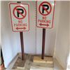 Image 1 : 2 No Parking Sign w/ Wooden Stands