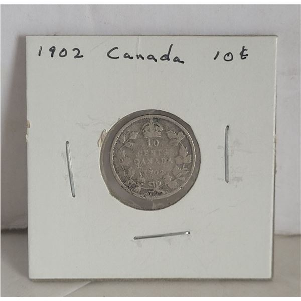 1902 Canada Silver 10 Cent Piece