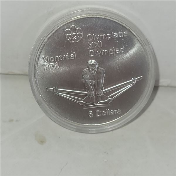 1976 Montreal Olympics Rowing Silver $5 Coin