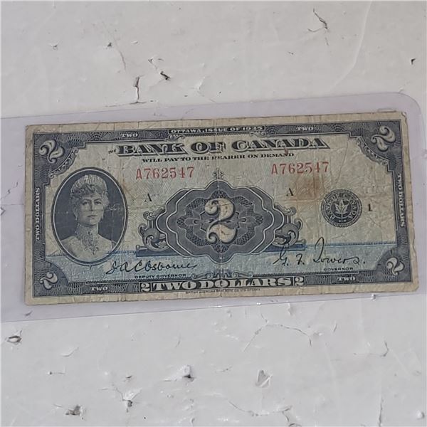 1935 Bank of Canada $2 Banknote