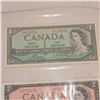 Image 2 : Lot of 3 1954 Bank of Canada Banknotes - $1 $2 $5