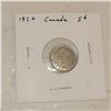 Image 1 : 1920 Canada Silver 5 Cent Piece