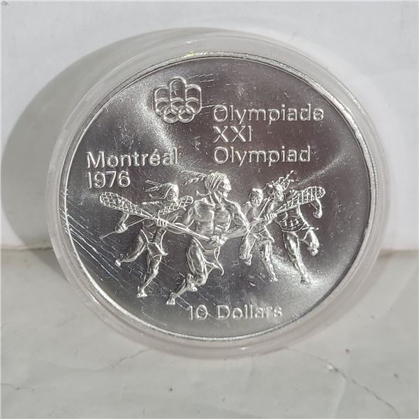 1974 Montreal 1976 Olympics $10 Silver Coin