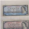 Image 2 : Lot of 3 1954 Bank of Canada Banknotes - $5 $10 $20