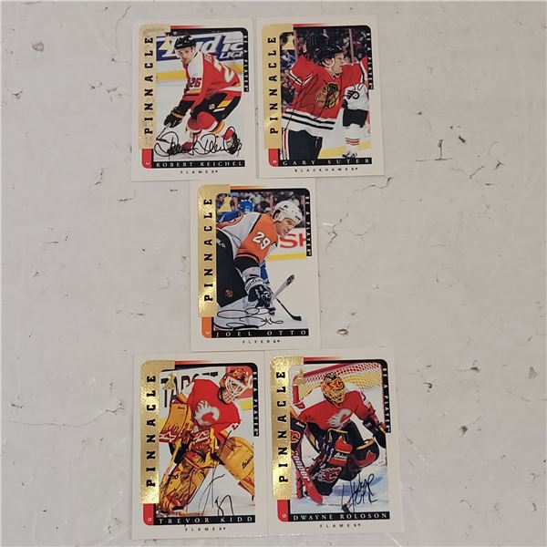 Lot of 5 Mint condition 1997 Pinnacle Be A Player Auto Cards Calgary Flames